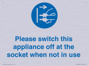 Please switch this appliance off at the socket when not in use